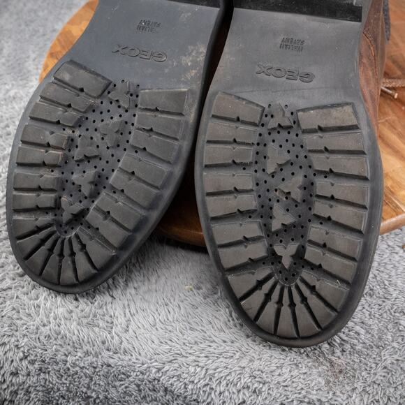 GEOX RESPIRA ‘AMPHIBIOX’ MENS BROWN NATURAL LEATHER BOOTS SIZE 45/12 $214 - Picture 8 of 9